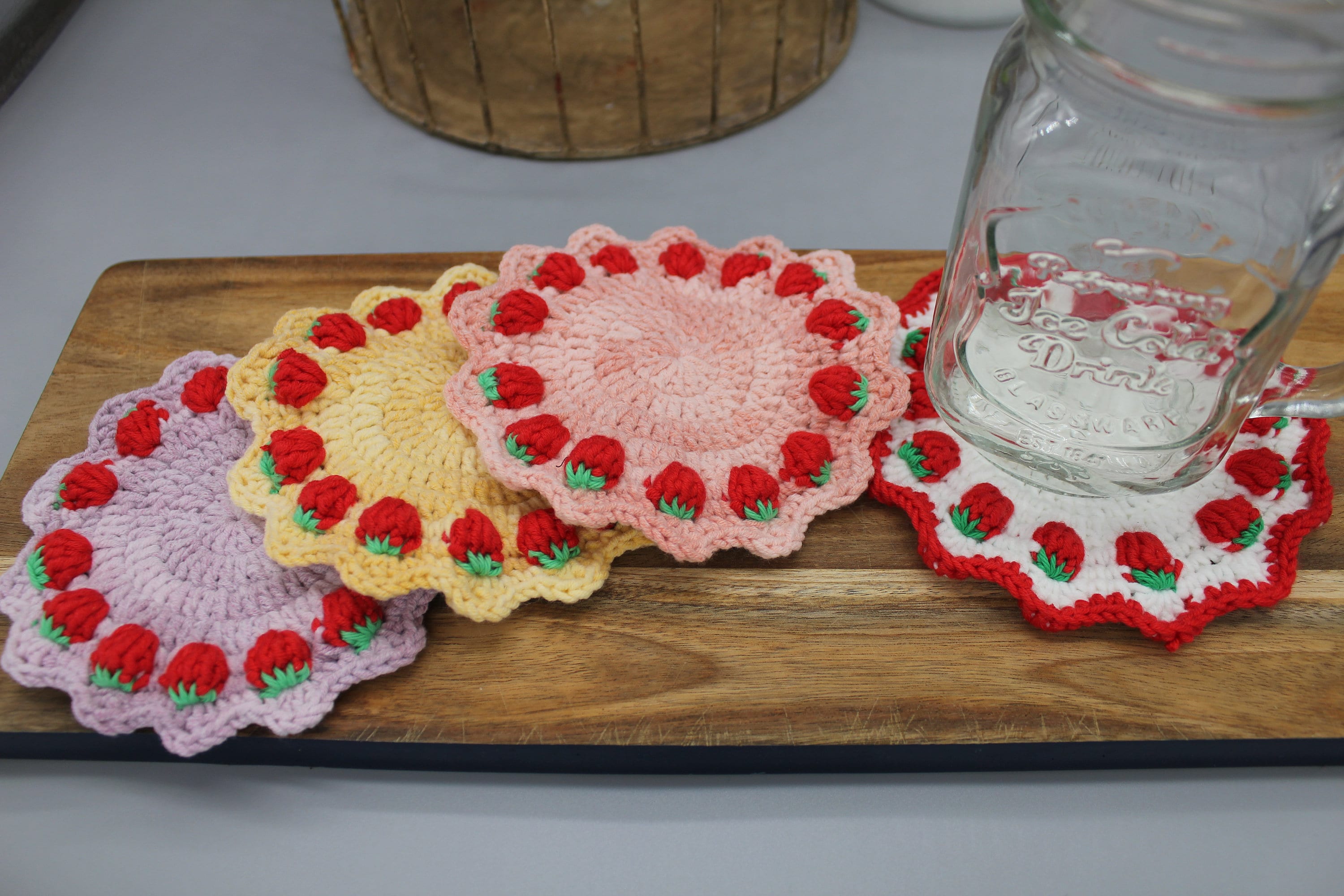 3D Strawberry Crochet Coaster Etsy Canada