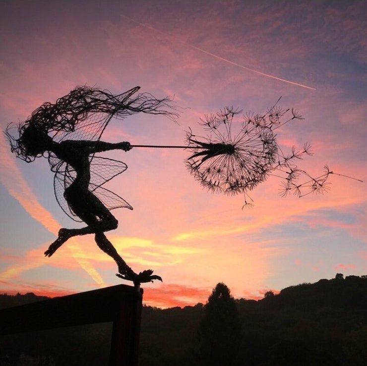 Fairy Dancing With Dandelion Garden Decoration Metal Art Etsy
