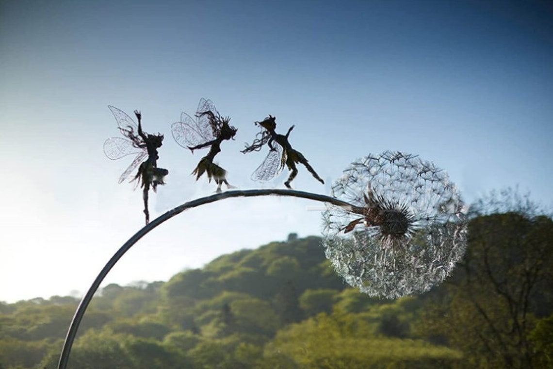 Fairy Dancing With Dandelion Garden Decoration Metal Art Etsy