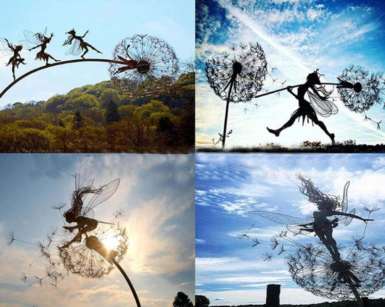 Fairy Dancing With Dandelion Garden Decoration Metal Art Etsy