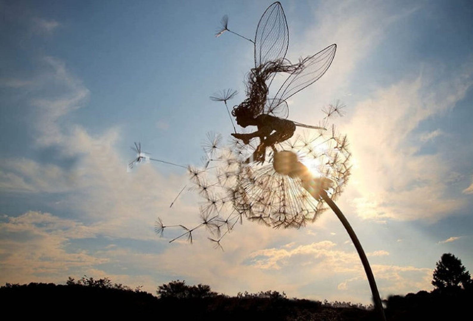 Fairy Dancing With Dandelion Garden Decoration Metal Art Etsy
