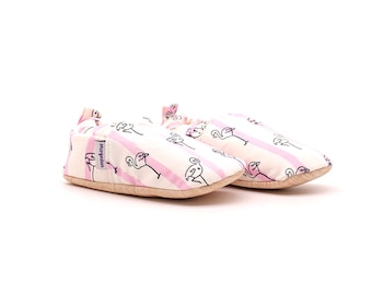 Flamingo Dance Baby Moccasins, Baby Cotton Shoes, 100% Genuine Cotton Moccs, Toddler Moccasins, Baby Moccs, Baby Shower Gift