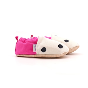 Pink and Dots Baby Moccasins, Baby Cotton Shoes, 100% Genuine Cotton Moccs, Toddler Moccasins, Baby Moccs, Baby Shower Gift