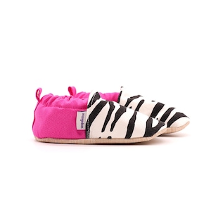 Pink and Zebra Baby Moccasins, Baby Cotton Shoes, 100% Genuine Cotton Moccs, Toddler Moccasins, Baby Moccs, Baby Shower Gift
