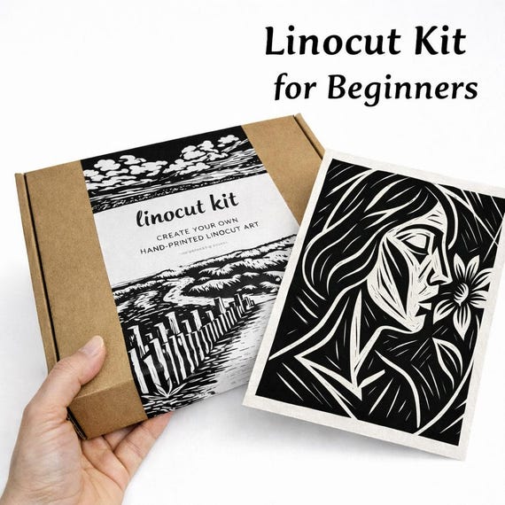 Linocut Printmaking Kit – Beginner Friendly Block Printing Kit with Tutorials