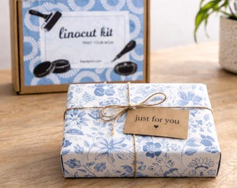 Beginners Linocut Printing Kit, Easy Carve Lino, Tools, Ink, Roller