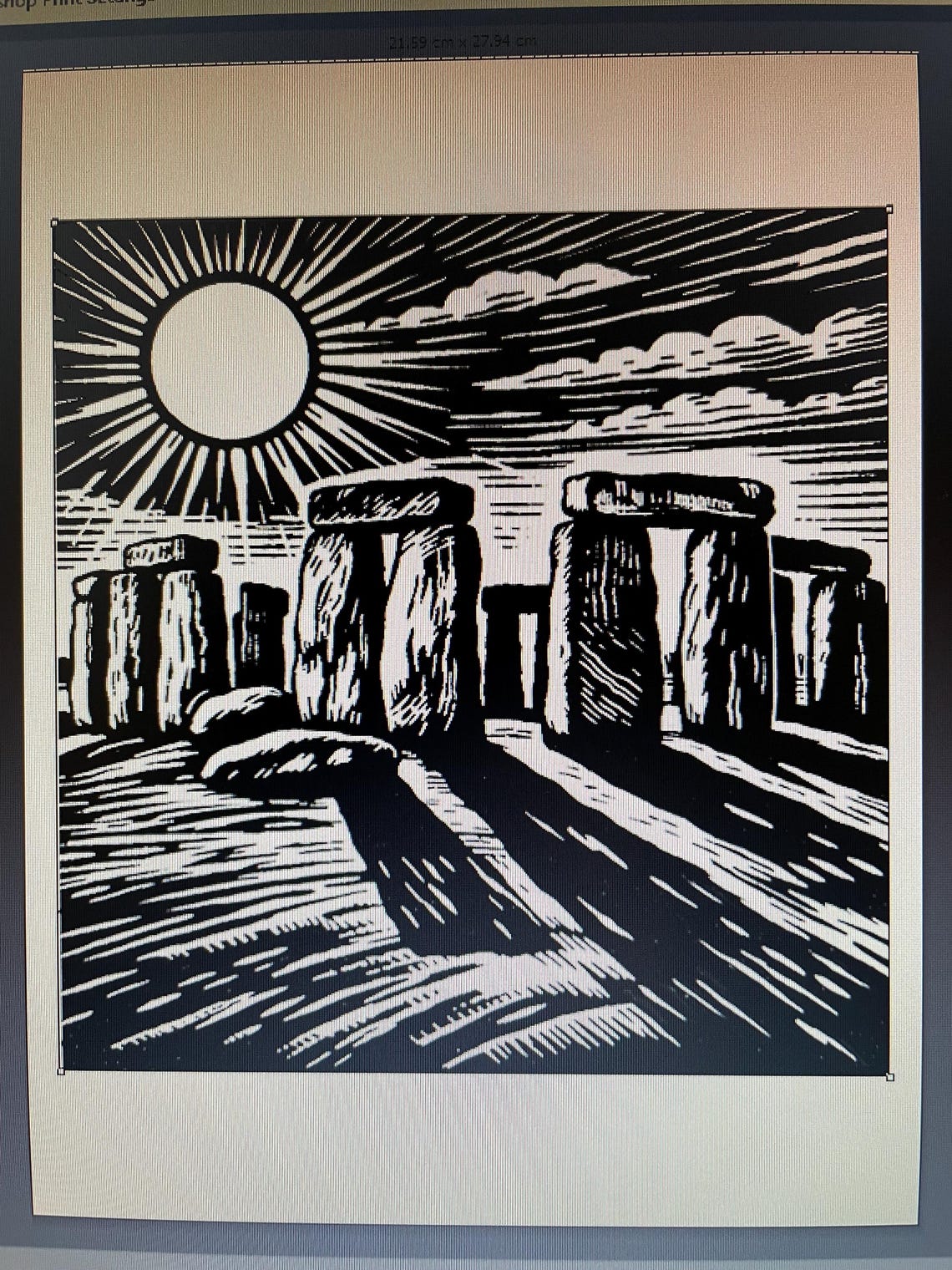 Linocut Download, Stonehenge (PDF A4) - Etsy