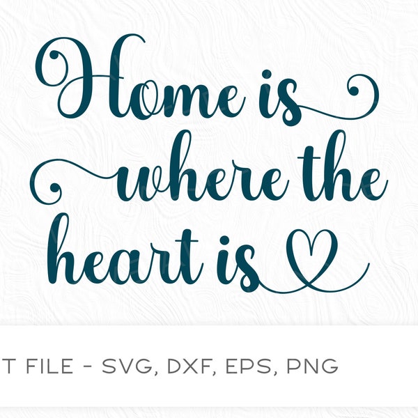 Home Is Where The Heart Is SVG Cut File | Silhouette Cut File | Cricut Cut File  | Home Quote Cut File