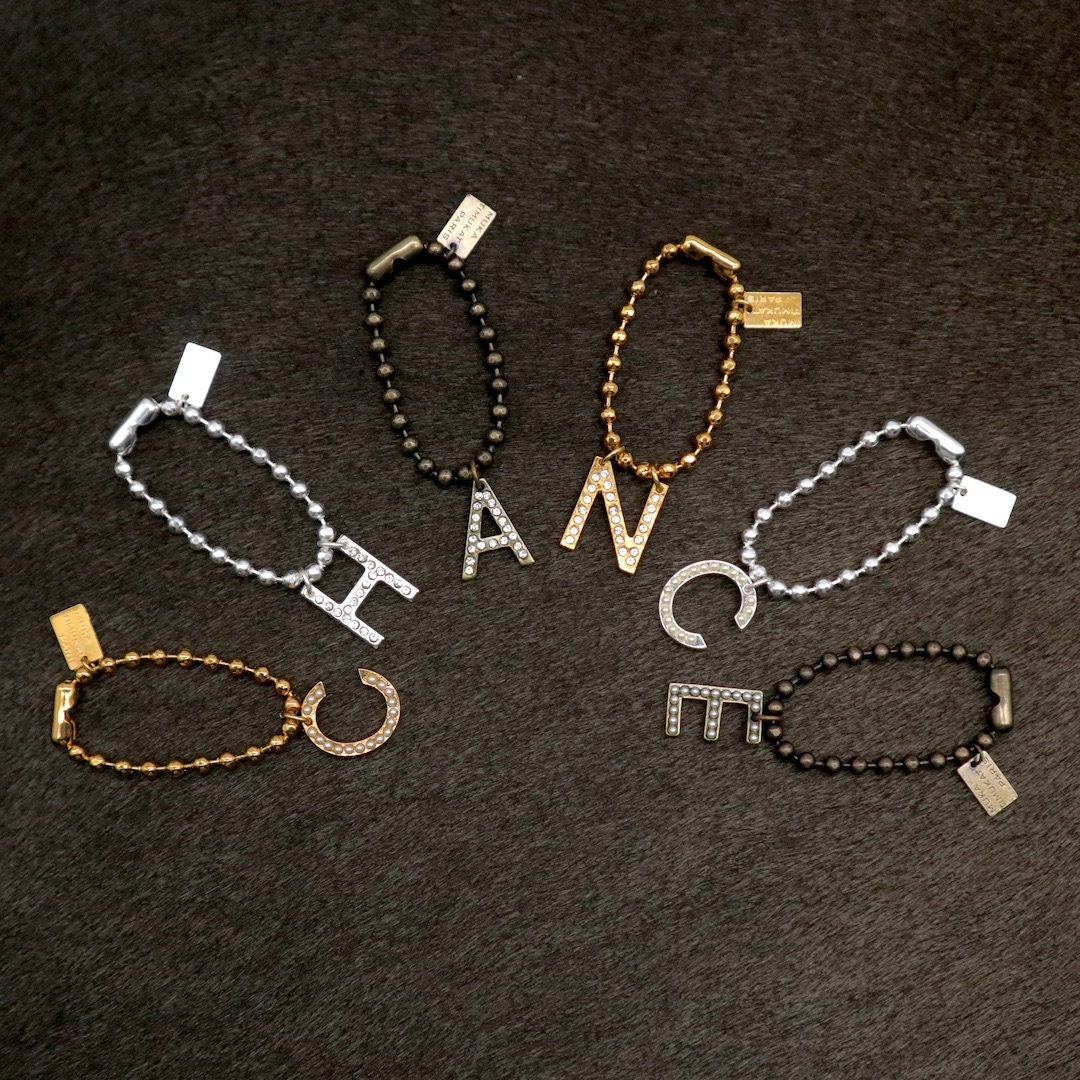 Initiale Charm Bronze avec Swarovski Cristaux ou Perles Nacrées en Cristal Pour Les Chiens