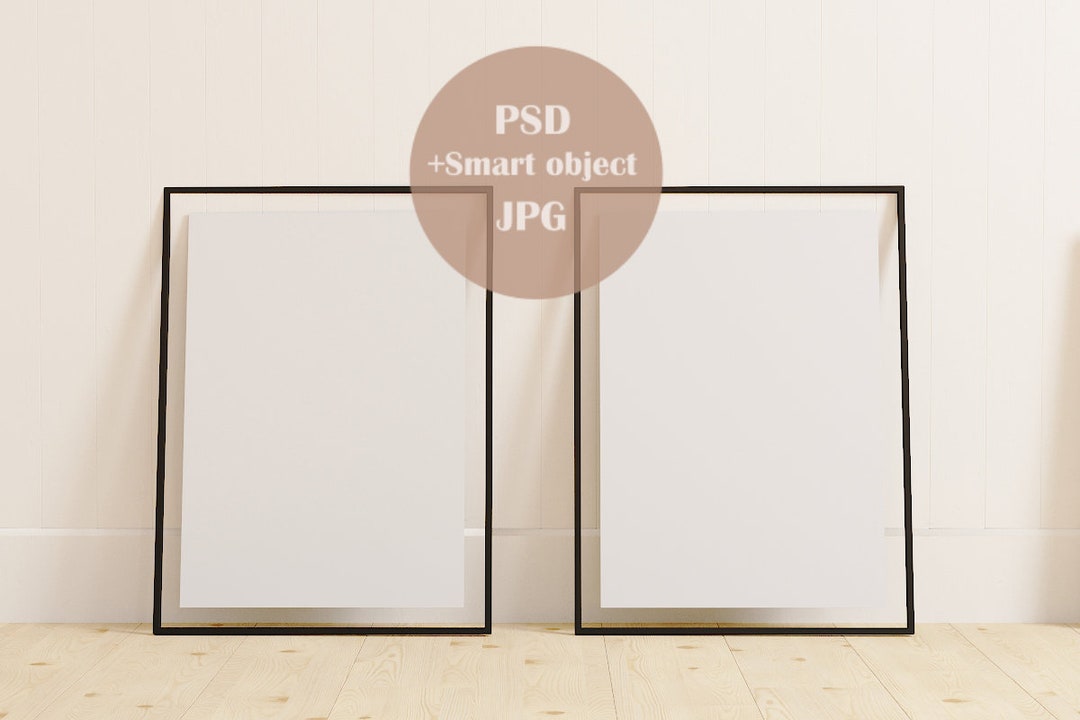 Vertical A3 Frame Mockup, Two Frames Mockup, Frame on Floor, Wooden ...