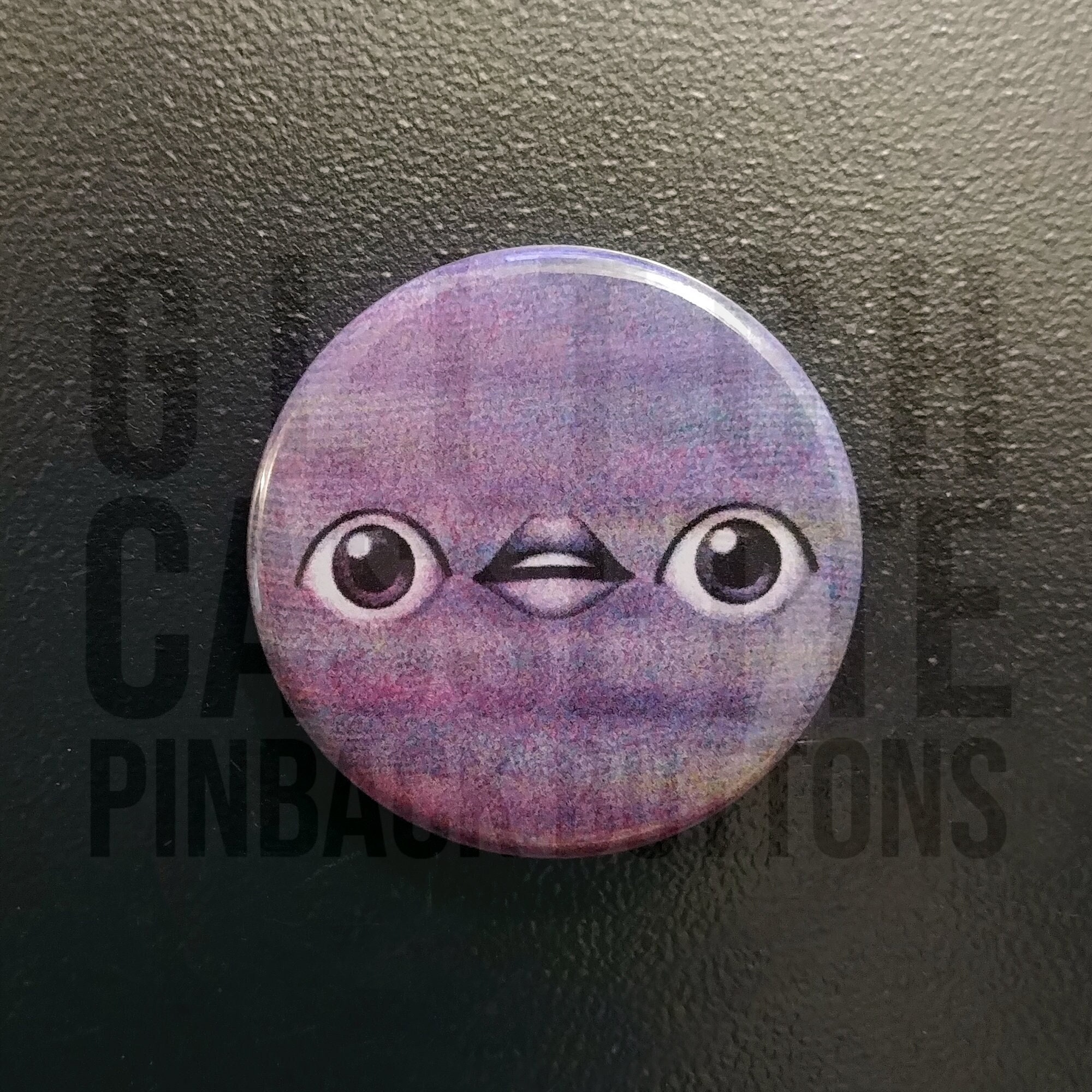 Funny Bug-Eyed Distorted Emoji Meme Pinback Button - 1.5