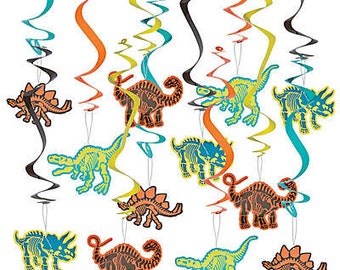 Dino Dig Hanging Swirl Decorations - 12 Pc.