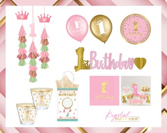 1st Baby Girl Birthday Party Kit/Baby Birthday/Baby Girl Birthday