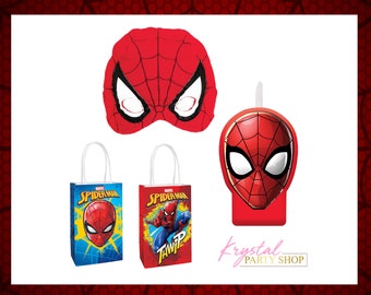 Spiderman Mask, Spiderman Gift bags, Spiderman candles