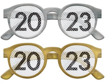 2023 New Years Printed Glasses, Black, Silver, Gold, 2023 Glasses, New Years Eve Glasses, Happy New Year Party, New Year Eve 2023.