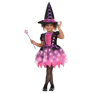 Sparkle Witch Costume for Girls: Glittery Halloween Dress Up with Hat