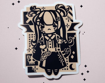 Pegatina de vinilo de chica diabla, resistente a la intemperie, bonita pegatina de chica