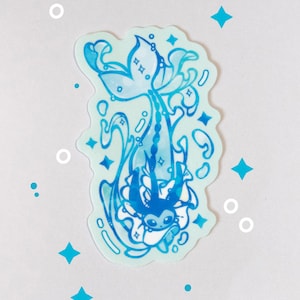 Autocollant Vaporeon eeveelution de type eau, autocollant découpé en vinyle brillant