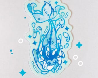 Pegatina de Vaporeon de Eeveelution tipo agua, pegatina troquelada de vinilo brillante