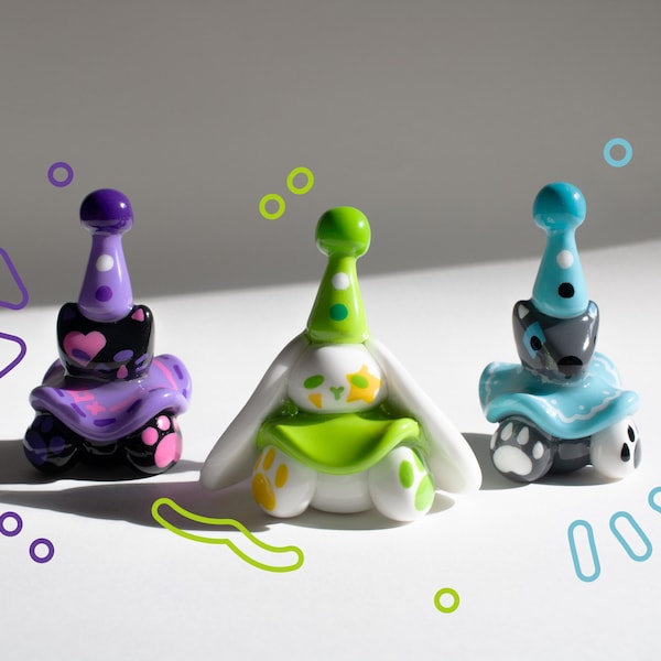 Amigo de escritorio de circo de arcilla, lindos payasos de animales, mini figura decorativa de polímero