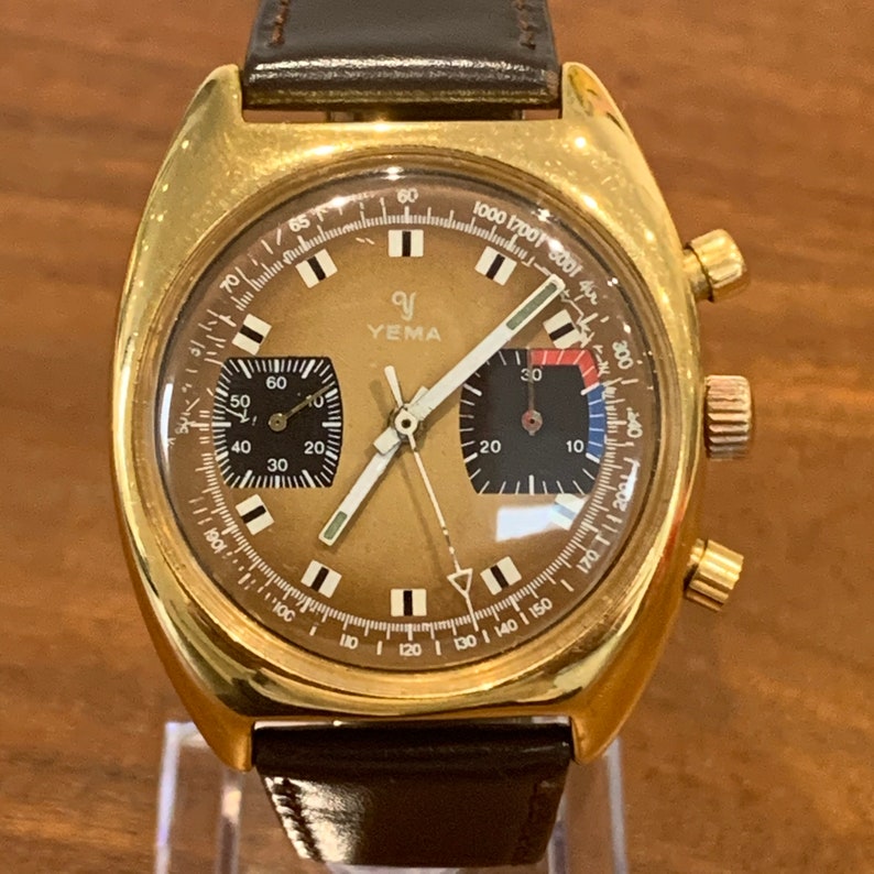 Vintage Yema Chronograph Watch in Gold | Etsy