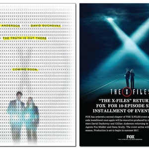 THE X-FILES - Season 11 Announcement - Promo Card - Fox Mulder Dana Scully