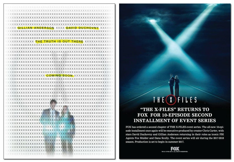 THE X-FILES Season 11 Announcement Promo Card Fox Mulder Dana Scully image 1