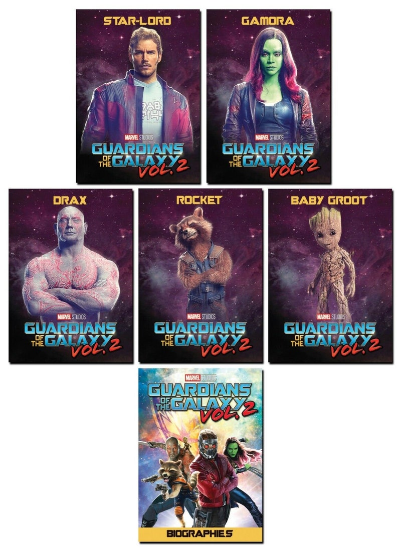 Guardians Of The Galaxy Vol. 2 6 Card Promo Set Biographies Star-Lord Drax image 1