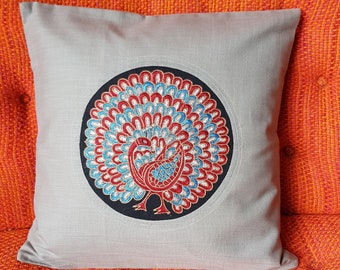 Hand Embroidered Pillow Decoration Boho India Pillow Cover Peacock