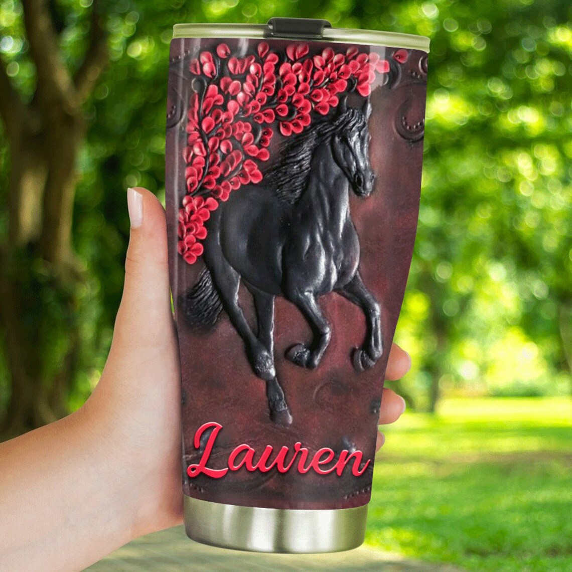 Custom Name Your Tumbler Horse Tumbler Customized Horse Red Etsy