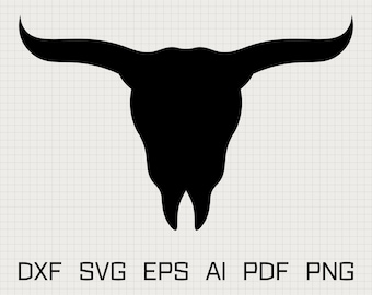 buffalo skull cut file Svg Dxf Eps Ai Pdf Png files