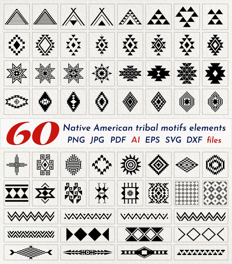 native american tribal 60 design elements svg eps ai dxf jpg png pdf files 420 files image 1