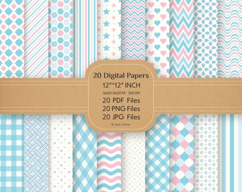 20 Seamless  Digital Paper, Printable Scrapbook Paper 12"*12" inch , 3600*3600 px , 300 dpi ,jpg , png, pdf files