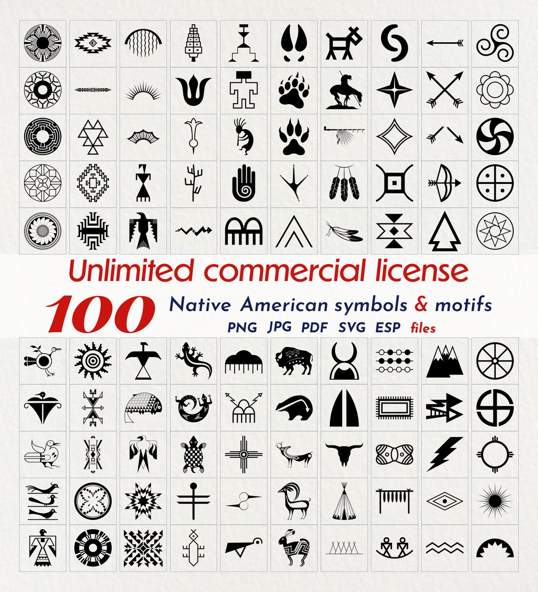 Native American 100 Symbols Png, Jpg, Pdf, Svg, Eps Files Taken From Pottery, Textile & Pictographs 402 Files Unlimited Commercial License - Etsy