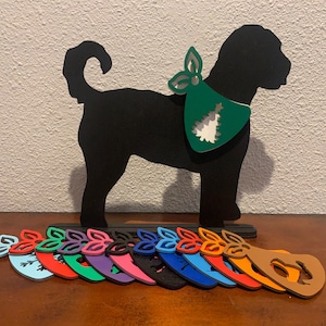 Doodle Dog Silhouette Stand with Interchangeable Bandannas/Scarfs Year Round Dog Decor for the Dog Lover Great for Dog Memorial as well.