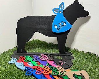 Australian Cattle Dog Blue Heeler Silhouette with 12 Bandannas:  Shelf Decor