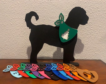 Doodle Dog Silhouette Stand with Interchangeable Bandannas/Scarfs Year Round Dog Decor for the Dog Lover Great for Dog Memorial as well.