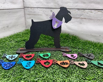 Schnauzer Dog Silhouette with 12 Interchangeable Bandannas: Dog Lover Gift
