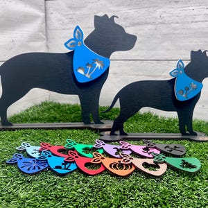 Pitbull Pitty American Staffordshire Terrier Silhouette w/Stand and 12 monthly interchangeable bandannas Perfect Birthday Gift Shelf Sitter