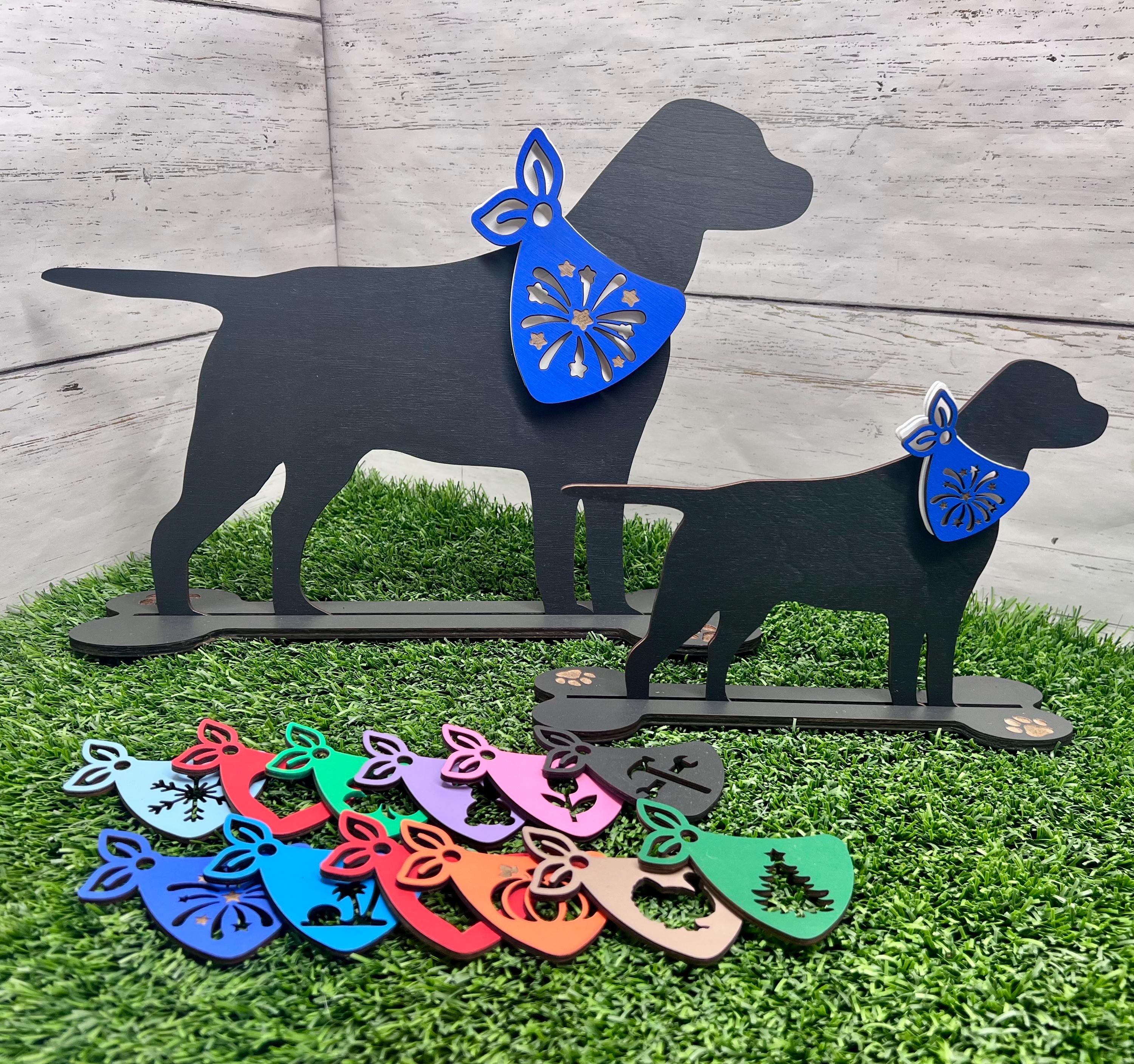 Labrador Retriever / LAB / Labrador Dog Silhouette and 12 Monthly interchangeable Bandannas Dog Lover Gift