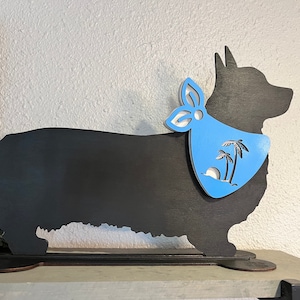 Pembroke Welsh Corgi Cardigan Welsh Corgi Dog Silhouette with base and 12 interchangeable bandannas. Dog Memorial. Vets office. Groomers
