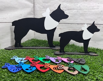 Australian Cattle Dog Blue Heeler with cropped tail Silhouette Shelf Sitter with 12 Bandannas