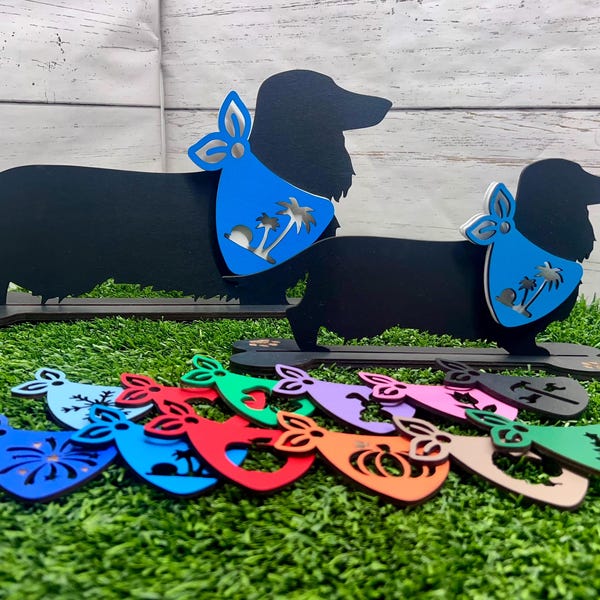 Long Hair Dachshund Silhouette with 12 Monthly Bandannas