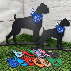 Wood Boxer Dog Silhouette: Interchangeable Bandannas, Year Round Decor