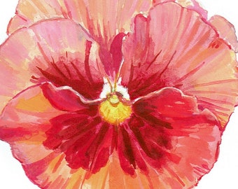 Original Pansy Painting, pansy watercolor painting, flower art, OOAK watercolor painting, saturated color, floral wall art