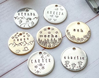 Custom Hand Stamped Dog Tag, Dog Tags for Dogs, Pet Id Tag, Personalized Dog Tag, Stamped With Wonder, Dog Tags for Dogs Personalized