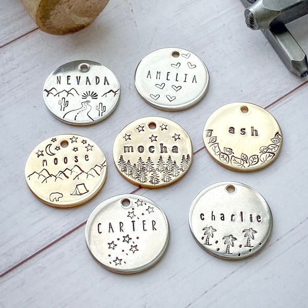 Custom Hand Stamped Dog Tag, Dog Tags for Dogs, Pet Id Tag, Personalized Dog Tag, Stamped With Wonder, Dog Tags for Dogs Personalized