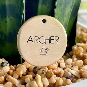 Santa Hat Tag, Holiday Hand Stamped Dog Tag, Christmas Dog Tag, Custom Pet Tag, Personalized Dog Tag, Dog Tags for Dog