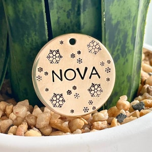 Snowflake Winter Tag, Holiday, Hand Stamped Dog Tag, Christmas Dog Tag, Custom Pet Tag, Personalized Dog Tag, Dog Tags for Dogs