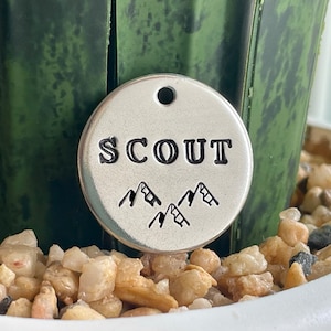 Personalized Hand Stamped Pet Tag Dog Name Tag Custom Dog Tag Dog ID Tag Personalized Pet Tag Cat Tag Cat Collar Tag Cat ID Tag Mountain